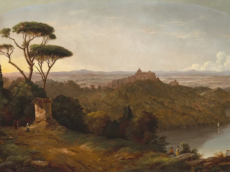 1813-Christopher Pearse Cranch - Castello Gondolfo, Lago Albano, 1852